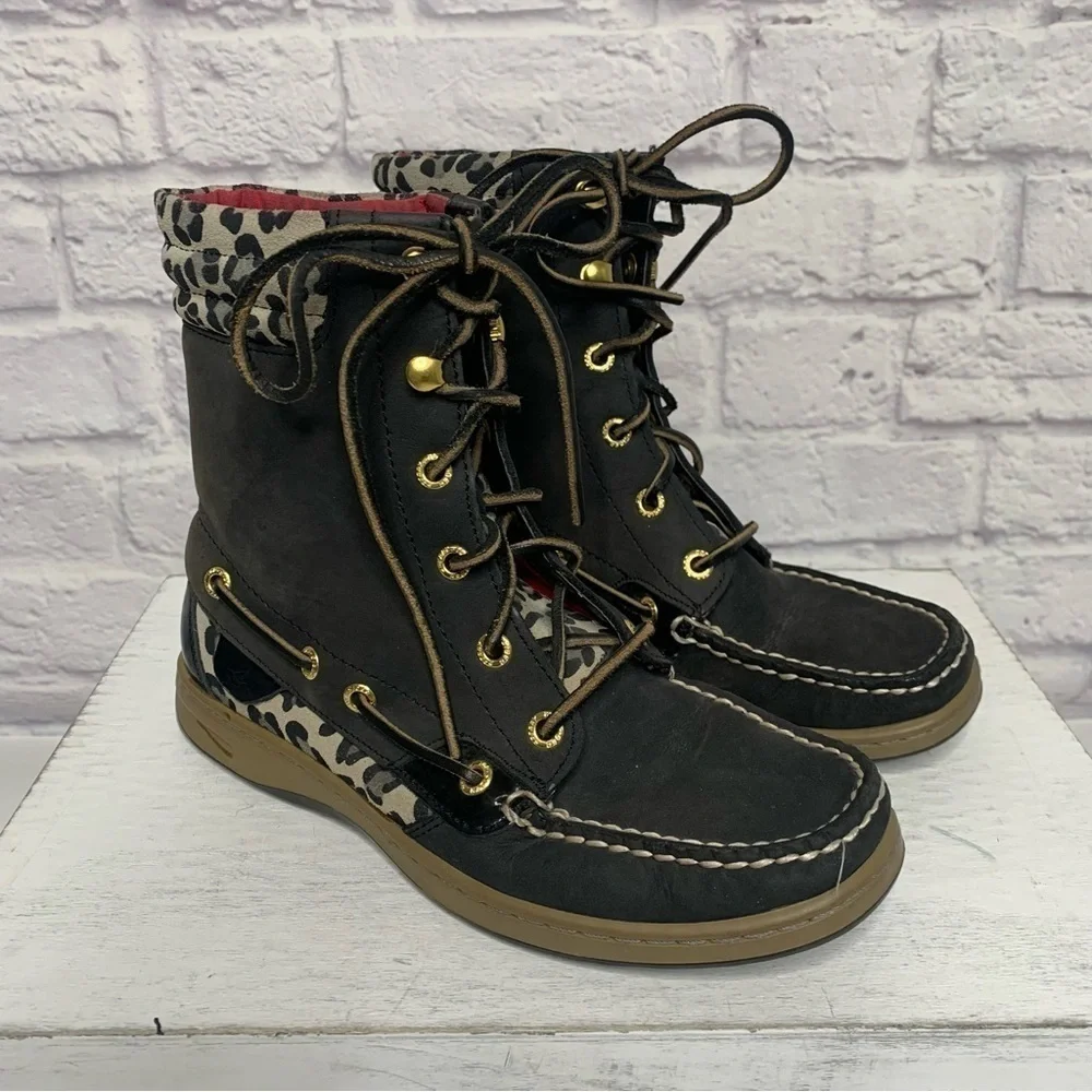 Sperry Top Sider Hikerfish Black Leopard Boots